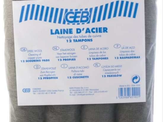 Laine d'acier Sachet de 12 tampons | 865102 | Geb