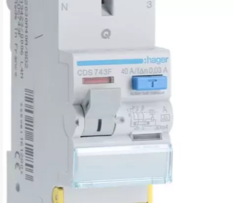 Interrupteur Différentiel Réarmable HAGER CDA263SC - 2 Pôles, 63A, 30mA, Norme EN 61008 - 10
