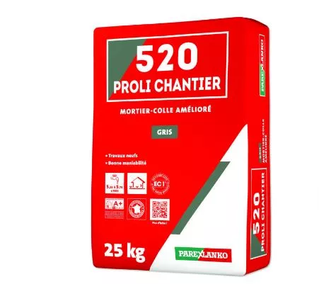Mortier‑colle amélioré C2 – 520 Proli Chantier – Parexlanko 25 kg