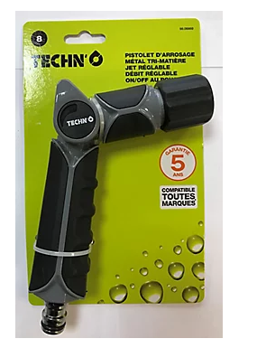 Pistolet d'arrosage réglable | Jet droit | métal | Techn'o