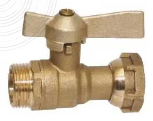 Robinet d'arret pour compteur mâle 3/4" écrou tournant 3/4" Manette papillon