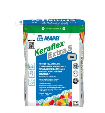 Mortier colle amélioré et déformable | Keraflex extra S | C2ES1 | Mapei