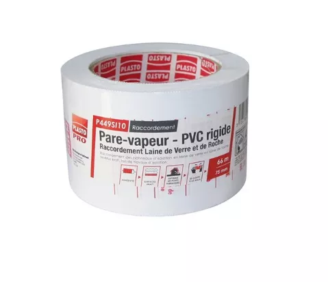Ruban adhésif PVC pare-vapeur renforcé blanc 3M