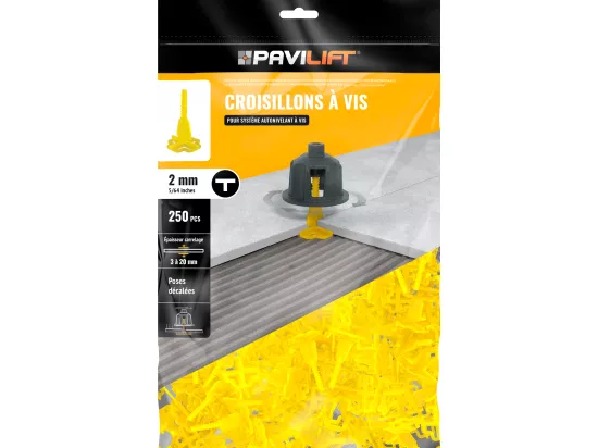 Croisillons autonivelants en T | 2 mm | Pavilift (sachet de 250)