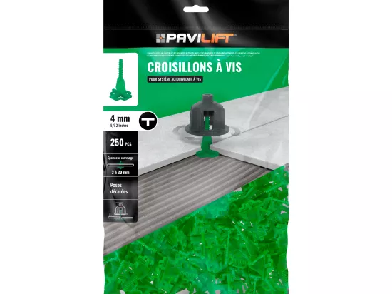 Croisillons autonivelants en T | 4 mm | Pavilift (sachet de 250)