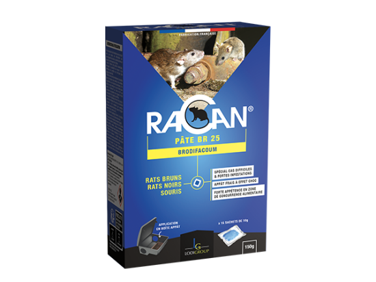 Pâte fraîche | Prête à l'emploi | Contre les rats et souris | RACAN PATE BR 25 | Lodigroup