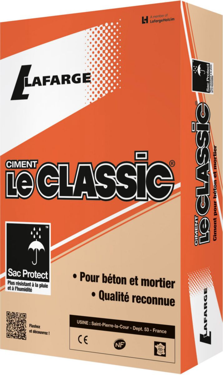 Ciment Le Classic ECOPlanet 32,5R CE NF - Lafarge - en sac Protect de 35 KG