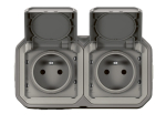 Double prise de courant précâblée 2x2P+T horizontale étanche Plexo | Legrand