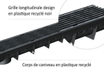 Caniveau MEAPARK avec grille PVC noir piéton A15 1m