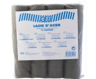 Laine d'acier Sachet de 12 tampons | 865102 | Geb
