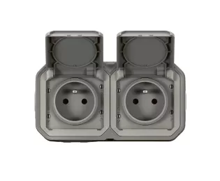 Double prise de courant précâblée 2x2P+T horizontale étanche Plexo | Legrand
