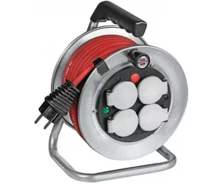 Brennenstuhl Avvolgicavo Professionale Standard Pro IP44 25m | Cavo H07RN-F 3G2,5 4 Prese | Ideale Per Cantiere E Officina